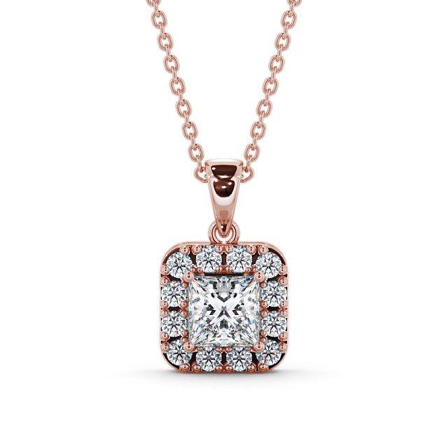 Princess Cut Classic Halo Pendant