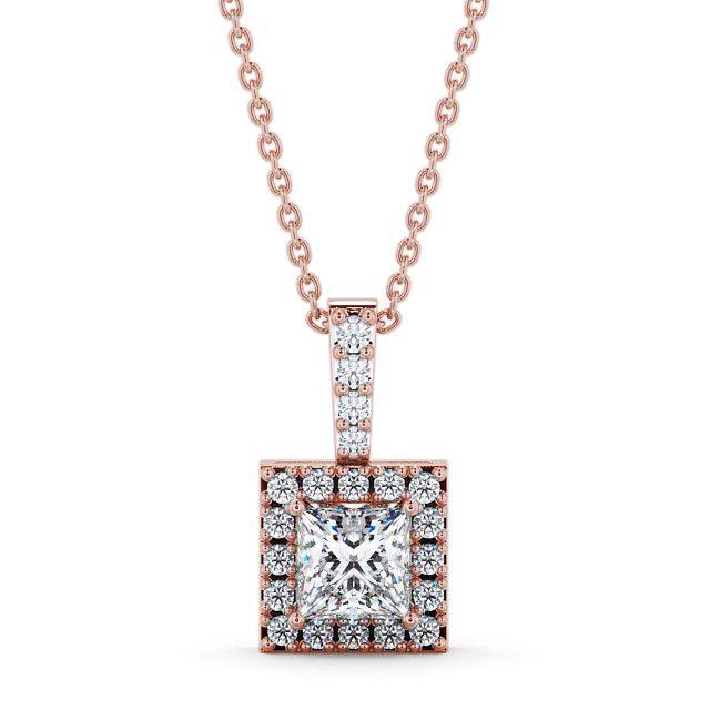 Princess Cut Classic Halo Pendant