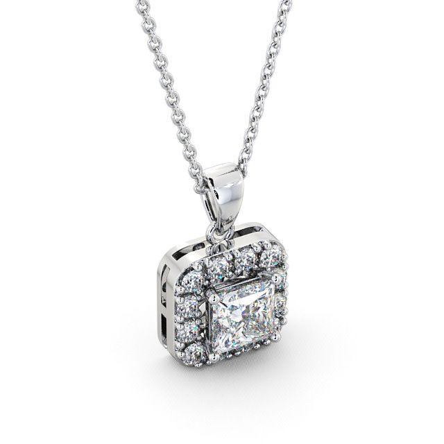 Princess Cut Classic Halo Pendant