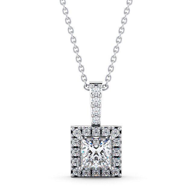 Princess Cut Classic Halo Pendant