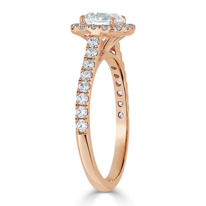 Round Cut Moissanite Halo Engagement Ring, Tiffany Style