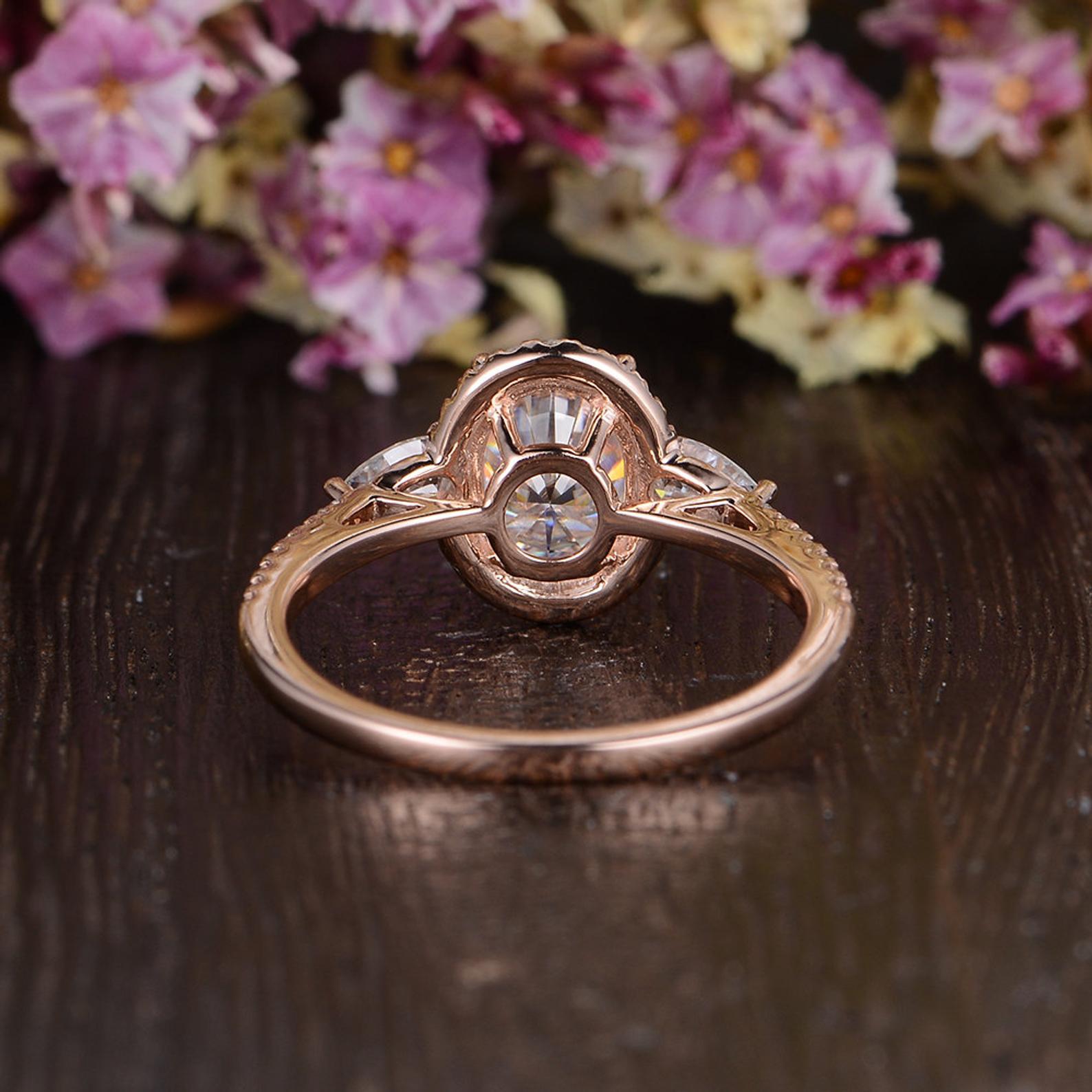 Oval Cut Moissanite Engagement Ring, Vintage Design