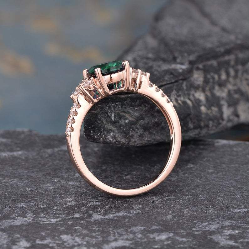 Emerald & Moissanite Vintage Inspired Ring