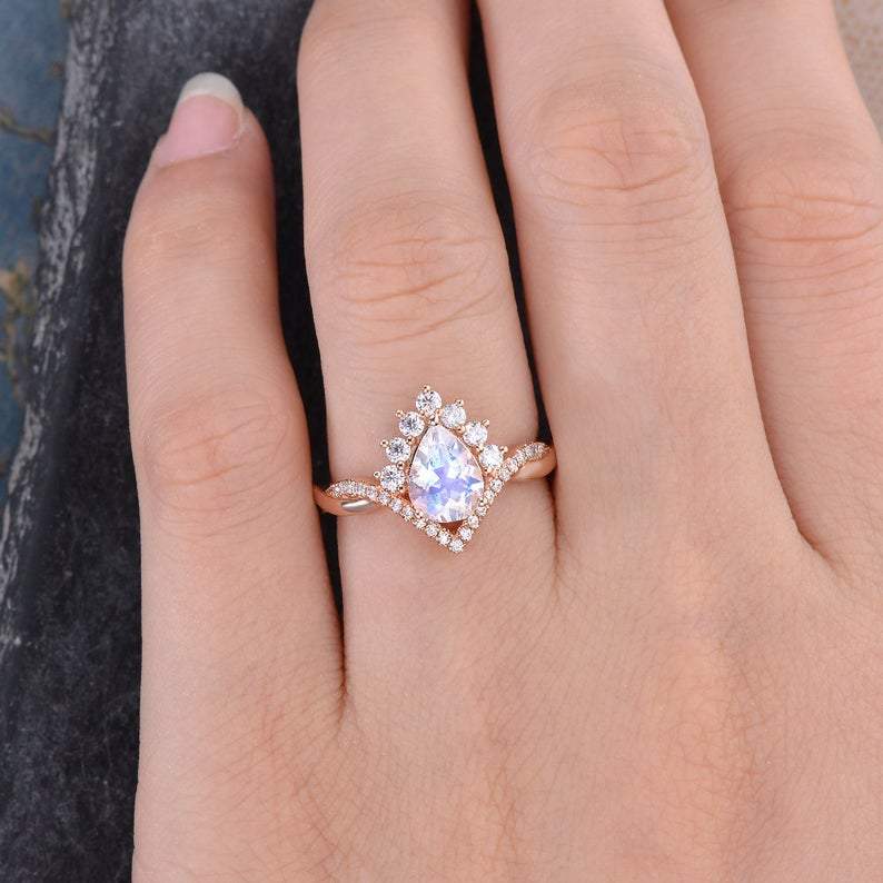 Pear Cut Moonstone Ring