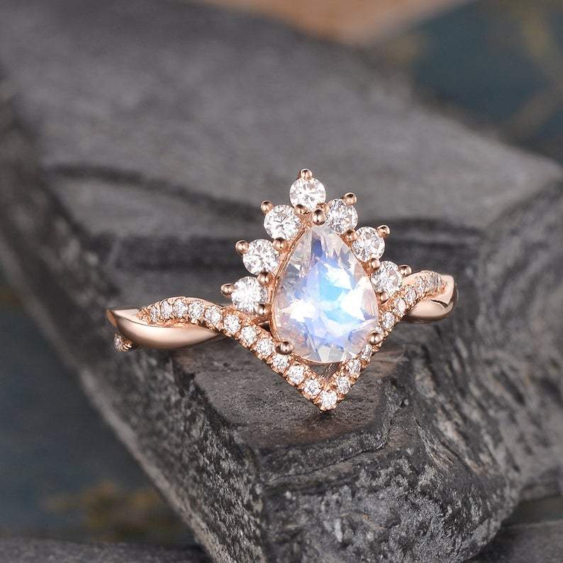 Pear Cut Moonstone Ring