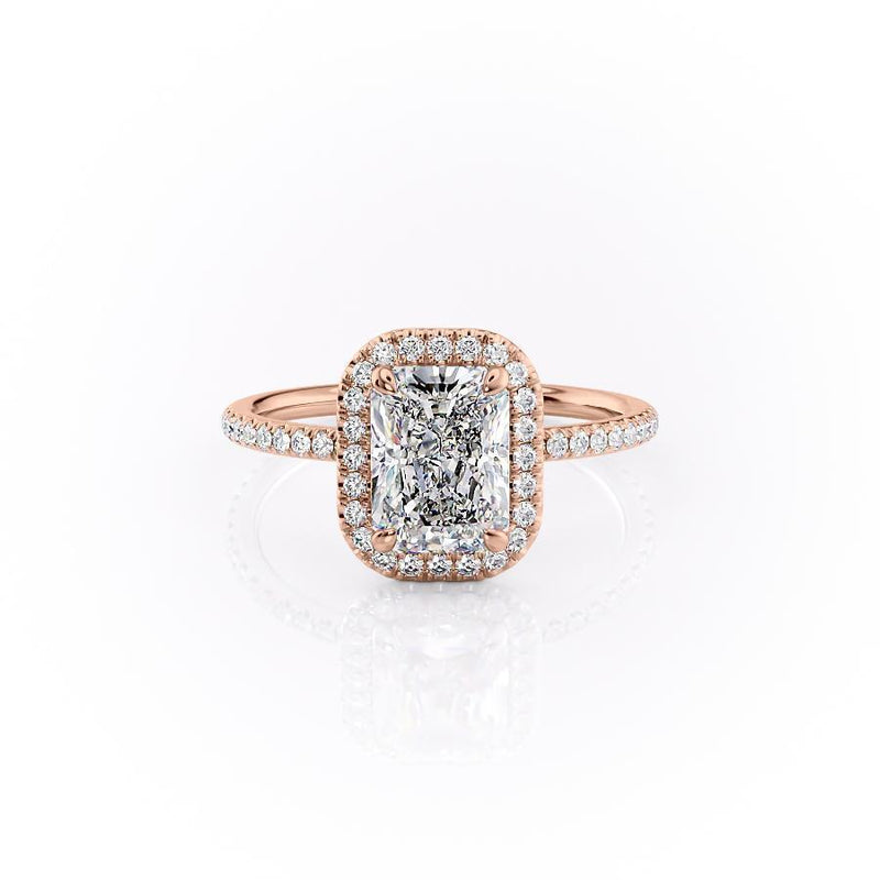 Radiant Cut Moissanite Engagement Ring, Classic Halo