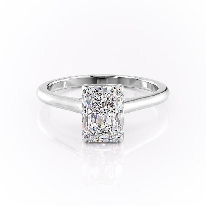 Radiant Cut Moissanite Ring, Hidden Halo