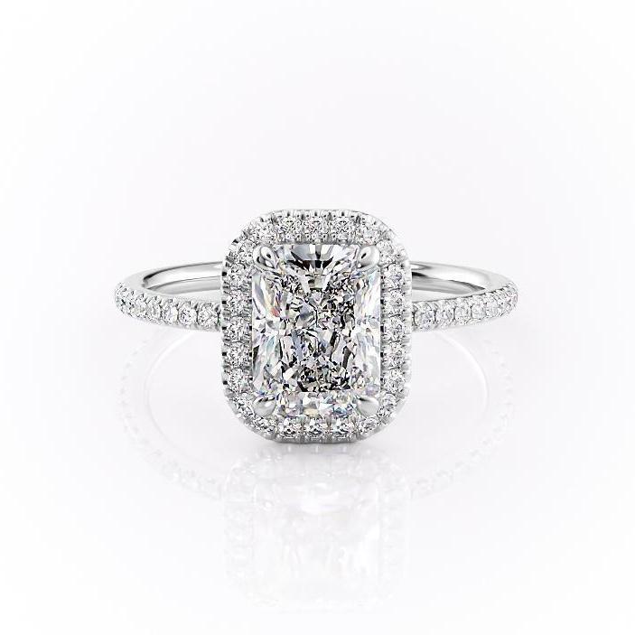 Radiant Cut Moissanite Engagement Ring, Classic Halo