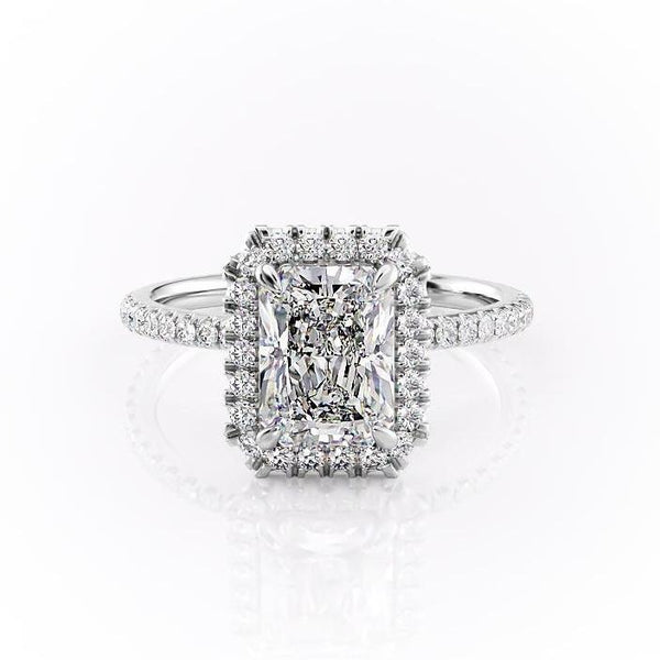 Radiant Cut Moissanite Engagement Ring, Classic Halo