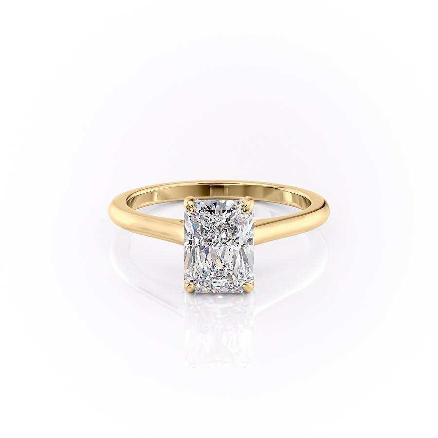 Radiant Cut Moissanite Ring, Hidden Halo