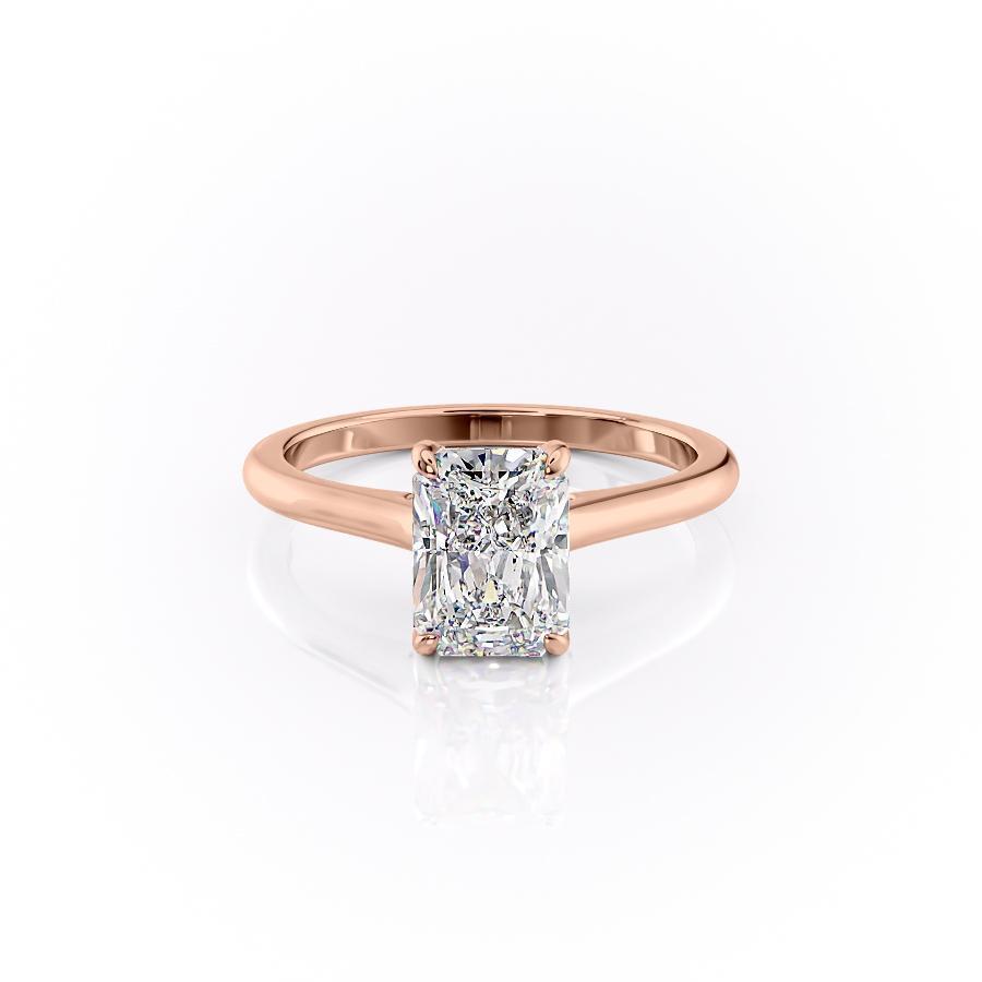 Radiant Cut Moissanite Ring, Hidden Halo