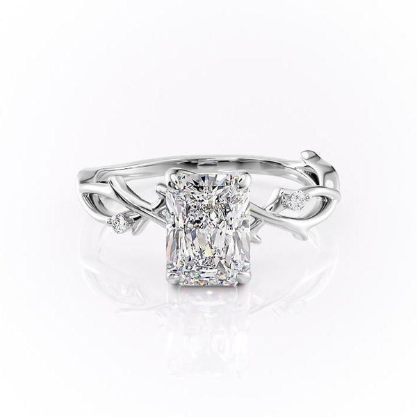 Radiant Cut Moissanite Engagement Ring, Twig Design