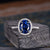 Oval Cut Blue Sapphire, Classic Halo Ring