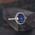 Oval Cut Blue Sapphire, Classic Halo Ring