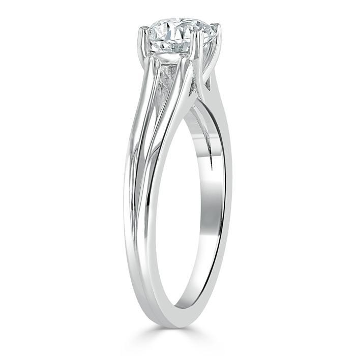 Oval Cut Moissanite Engagement Ring, Classic Style with Split Shank