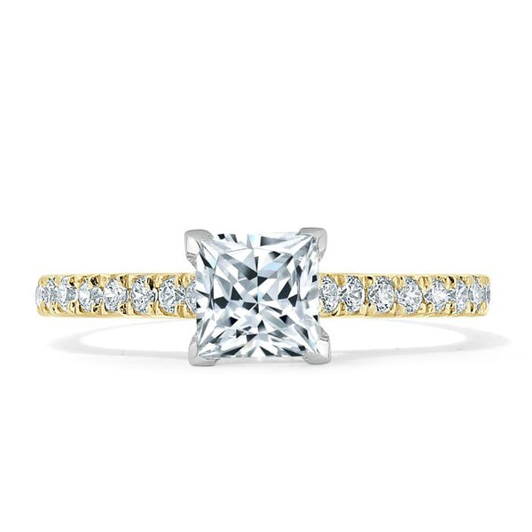 1.00ct  Princess Cut Moissanite Engagement Ring, Classic Style,  Available in White Gold, Platinum, Rose Gold or Yellow Gold