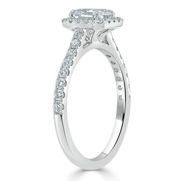 Asscher Cut Moissanite Engagement Ring, Classic Halo